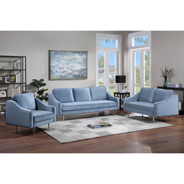 Mercer41 Syed 3 Piece Velvet Living Room Set Wayfair